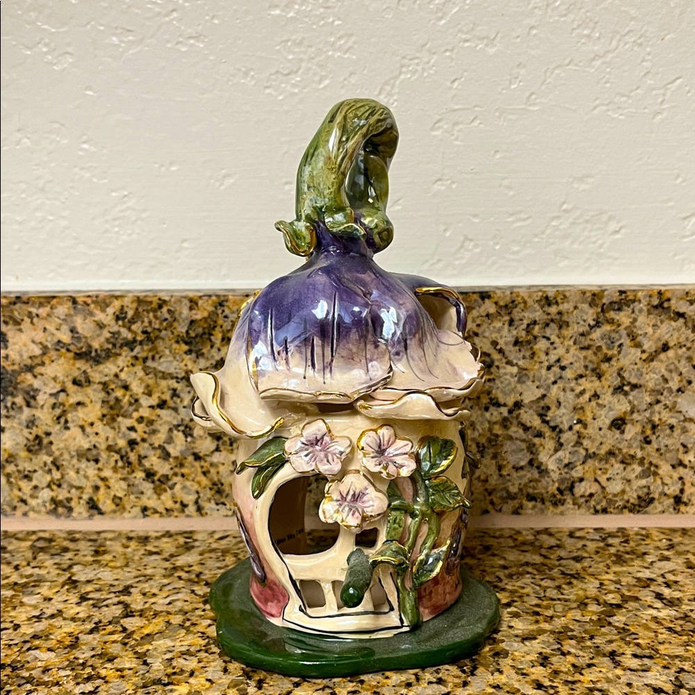 Heather Goldminc Blue Sky Fairy Garden Ceramic Tealight Candle Holder